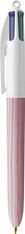 BIC 4 Couleurs WOOD - Stylo à bille 4 couleurs - corps rose