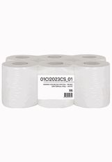 Bobines essuie-mains à dévidage central INOVEO – 6 rouleaux – papier recyclé – blanc