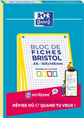 Oxford - Pack de 30 Fiches Bristol - A5 - petits carreaux - non perforé - Bords Jaunes