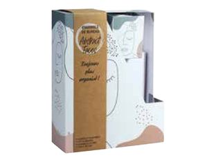 Parure de bureau en carton Abstract Faces - 4 pièces