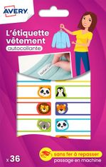 Avery - 36 étiquettes vêtements - 45 x 13 mm - animaux