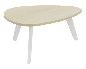 Table basse galet - L100xH42xP90/80 - pied blanc - plateau imitation érable
