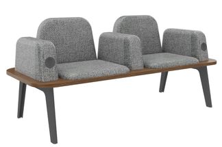 Banquette ILO - 2 places L172xP67cm -  carbone - structure noyer - tissu gris chiné