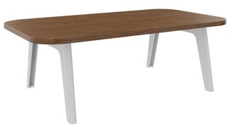 Table basse ILO - L114xP67xH39 cm - pieds blanc - finition noyer