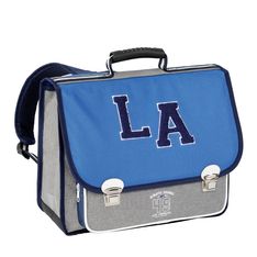 Cartable L.A 38 cm - 2 compartiment - gris et bleu - Exclusivité Bureau Vallée - Viquel