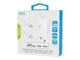 JAYM - adaptateur secteur + câble de charge et de synchronisation - 1 USB-C - blanc