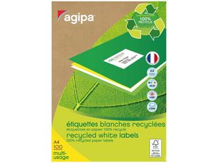 Apli Agipa - 200 Étiquettes 100% recyclées blanches multi-usages - 199,6 x 143,5 mm - coins arrondis - réf 102650