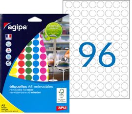 Apli Agipa - Etui A5 - 576 Pastilles adhésives enlevables - couleurs assorties - diamètre 15 mm - réf 101826