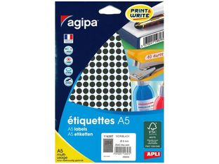 Apli Agipa - Etui A5 - 2940 Pastilles noires - diamètre 8 mm - réf 114307