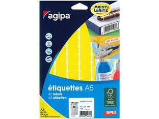 Apli Agipa - Etui A5 - 720 Étiquettes jaunes multi-usages - 16 x 22 mm - réf 114334