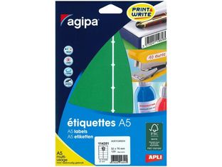 Apli Agipa - Etui A5 - 120 Étiquettes vertes multi-usages - 32 x 70 mm - réf 114351