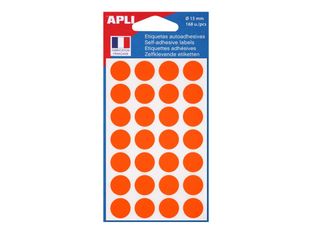Apli Agipa - 168 Étiquettes oranges rondes - 28 x 6 mm - diamètre 15 mm - réf 111845
