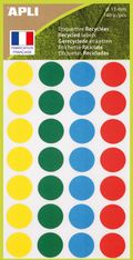 Apli Agipa - 140 Pastilles adhésives recyclées - couleurs assorties - diamètre 15 mm - réf 101786