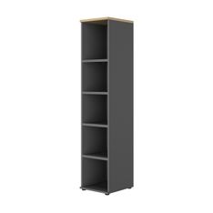 Colonne bibliothèque ouverte CONNEXION - L40 x H187 x P45 - 4 étagères - Chêne/anthracite