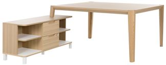 Bureau avec retour ABSOLU - 160 cm - Pieds bois - Chêne structuré