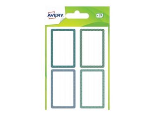 Avery - 24 Étiquettes scolaires - 36 x 56 mm - motifs bleus et verts