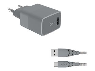 Force Power - chargeur secteur pour smartphone + câble USB A/USB C - gris