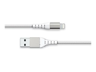 Force Power - Câble renforcé - USB A/ Lightning - 1.2 m - 2.4A - Blanc - Garanti à vie