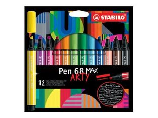 STABILO Pen 68 Max Arty - 12 Feutres pointe large biseautée - couleurs assorties