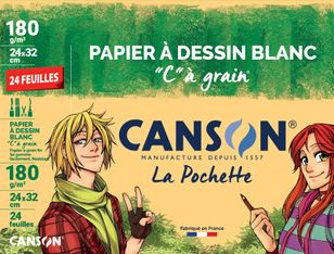 Canson C à grain - Pochette papier à dessin - 24 feuilles - 24 x 32 cm - 180 gr - blanc - édition artiste manga