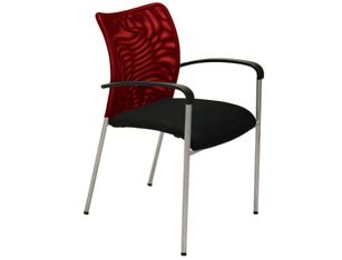 Lot de 4 chaises JULIA - avec accoudoirs - assise noire et dossier rouge