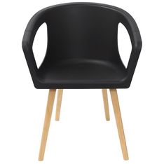 Lot de 4 chaises ONENNA - pieds bois - accoudoirs intégrés - coque noire