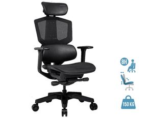Fauteuil gamer ARGO ONE BLACK- accoudoirs réglables - appuie-tête intégré - noir