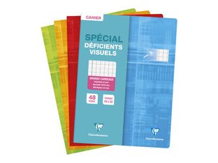 Clairefontaine Metric - Cahier pour déficients visuels - 24 x 32 cm - 48 pages - Grands carreaux noirs agrandis - Disponible en différents coloris