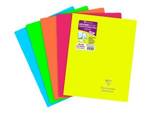 Clairefontaine Koverbook Neon - Cahier polypro 24 x 32 cm - 96 pages - grands carreaux (Seyes) - disponible dans différentes couleurs