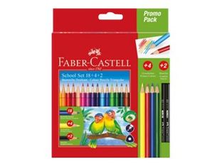 Faber-Castell - 18 + 4 crayons de couleur + 2 crayons graphite - Pack promo