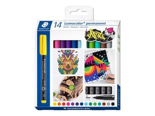 STAEDTLER Lumocolor 317 - Pack de 14 marqueurs permanents - Pointe moyenne - Couleurs assorties