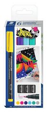 STAEDTLER Lumocolor 318 - Pack de 6 marqueurs permanents - Pointe fine - Couleurs assorties