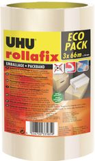 UHU - Pack de 3 rubans adhésifs d'emballage - 50 mm x 66 m - transparent