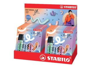 STABILO BOSS ORIGINAL by Ju Schnee - Pack de 4 surligneurs - couleurs assorties - Présentoir de 12