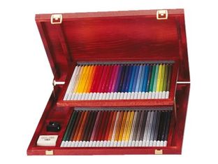 STABILO CarbOthello - 60 Crayons de couleur aquarellables + 1 taille-crayon - Coffret en bois - Couleur fusain pastel