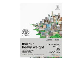 Winsor & Newton - Bloc de papier à dessin pour marqueur épais - 22,9 x 30,5 cm - 25 feuilles - 160gr