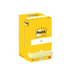 Lot de 12 blocs Notes Post-it® Jaune Canari 76 mm x 76 mm, 100 Feuilles/Bloc 100% PEFC
