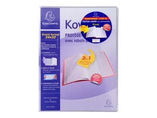 Exacompta Kover - Protège cahier avec rabats-pochettes - 24 x 32 cm - Incolore translucide