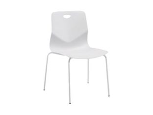 Chaise TECSEAT - Empilable - coque en polypropylène blanc - pieds métal blanc