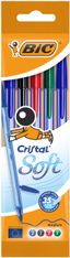 Bic Cristal Soft - 5 Stylos-bille - Pointe Moyenne (1.2 mm) - couleurs assorties