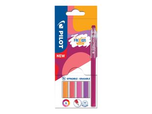 Pilot FriXion Ball Stick - 6 Rollers effaçables - couleurs chaudes assorties