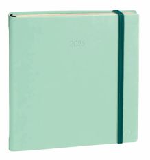 Quo Vadis - Agenda à élastique Silk Executif Prestige - 1 semaine sur 2 pages - 16 x 16 cm - vert