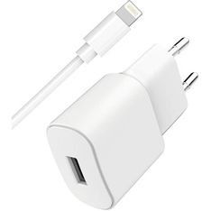 BigBen WOW - Adaptateur USB-A 2.4A + Câble USB-A / Lightning 1m - blanc