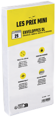 Les Prix Mini - 25 Enveloppes DL 110 x 220 mm - 80 gr - sans fenêtre - bande adhésive