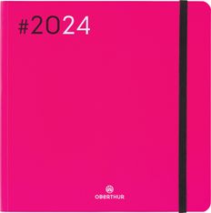 Agenda Flex - 1 semaine sur 2 pages - 16 x 16 cm - fuchsia - Oberthur