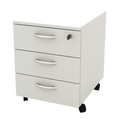 Caisson mobile - 3 tiroirs - L41xP50xH52,2 cm - structure blanche, façade blanche