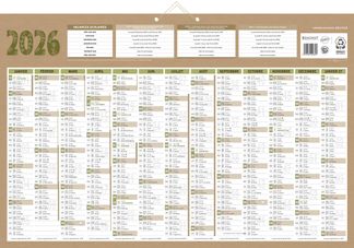 Calendrier bancaire année civile BOUCHUT "Natura Maxi" 43 x 65 cm coloris beige