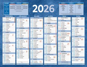 Calendrier bancaire année civile BOUCHUT "205 Bleu" 13,5 x 17, 5 cm coloris bleu Pefc 70 %