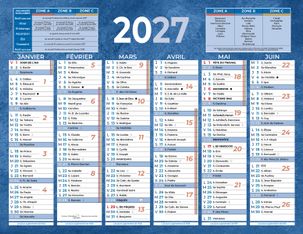 Calendrier bancaire année civile BOUCHUT "205 Bleu" 13,5 x 17,5 cm coloris bleu Pefc 70 %