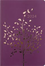 Agenda Astoria - 1 semaine sur 2 pages - 17 x 24,5 cm - prune - Oberthur